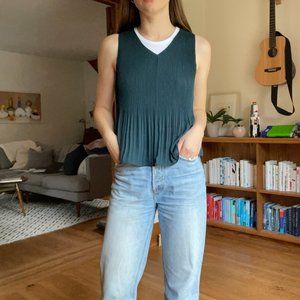 Aritzia Babaton Green Pleated Blouse